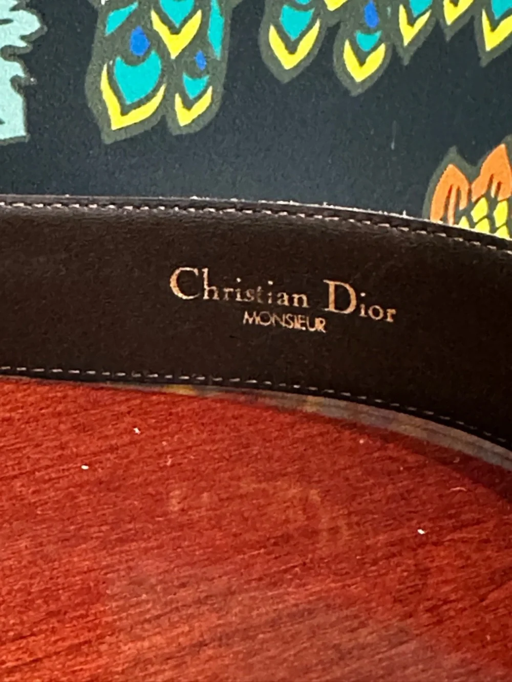 Vintage Dior Leather Belt Brown Gold Silver Buckle Low Waist Size Small